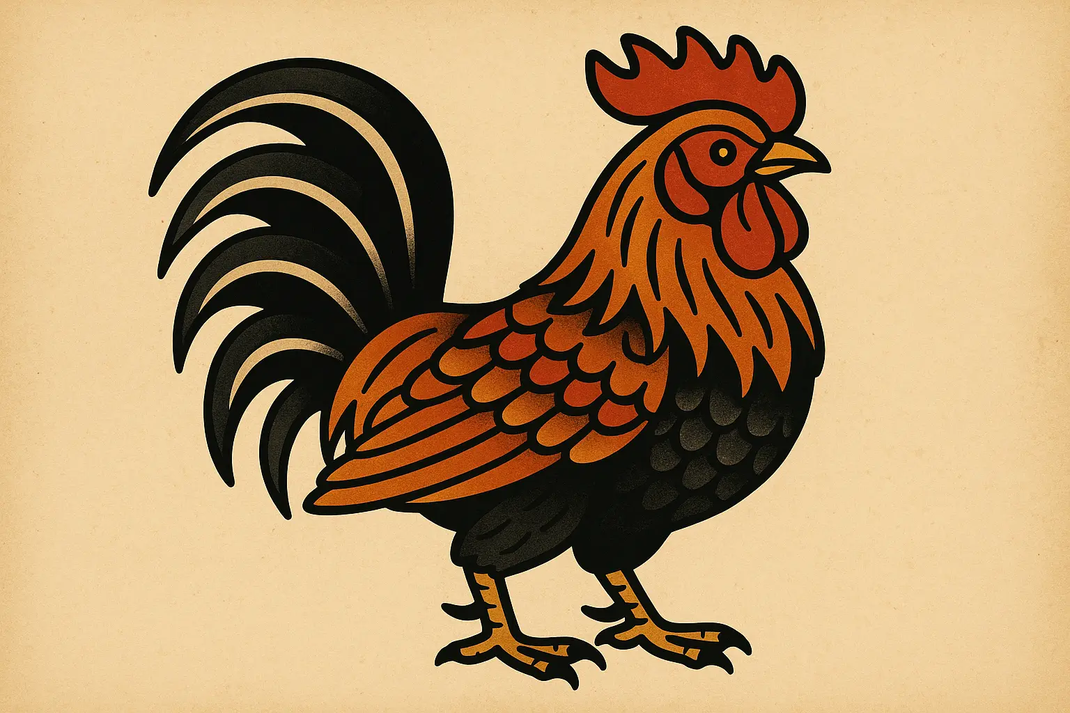 Traditional and neo-traditional rooster masterpiece tattoo designs
