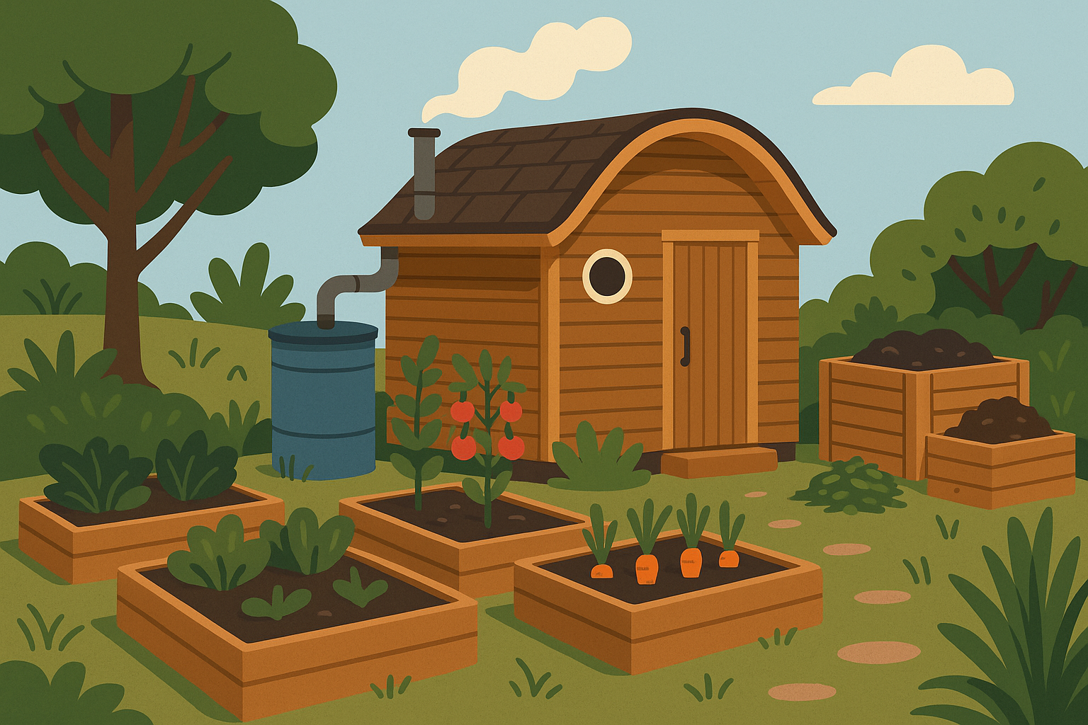 Permaculture sauna system integration