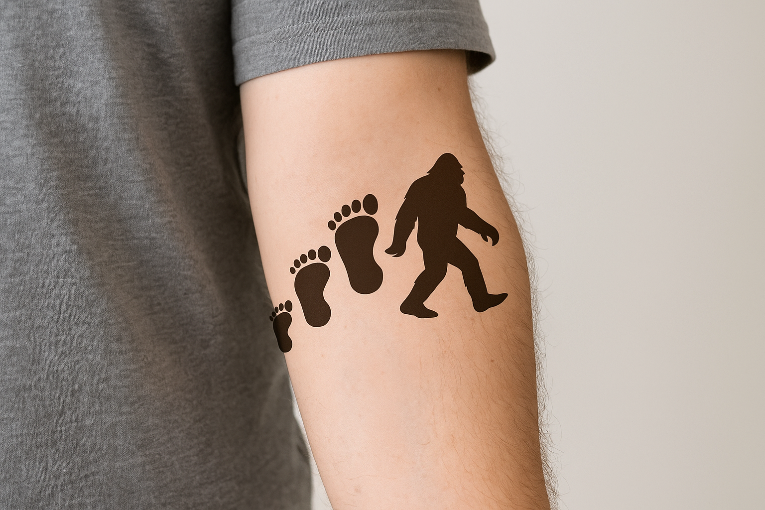 Bigfoot footprint trail tattoo design progression