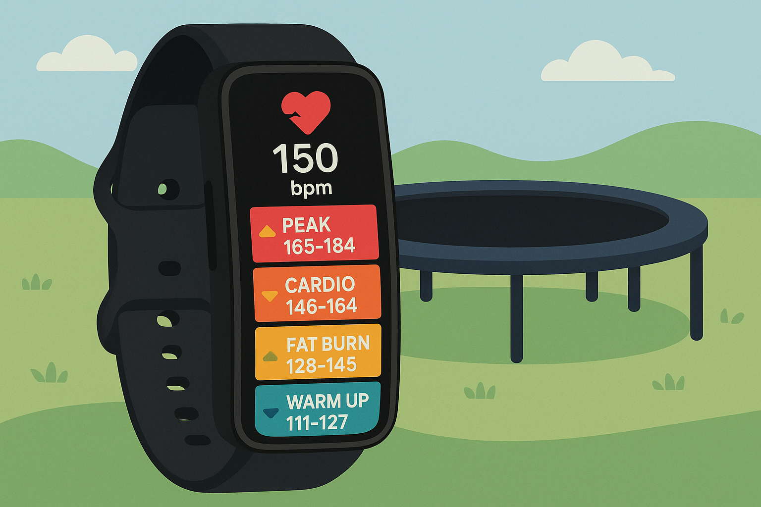 Heart rate monitoring during trampoline exercise