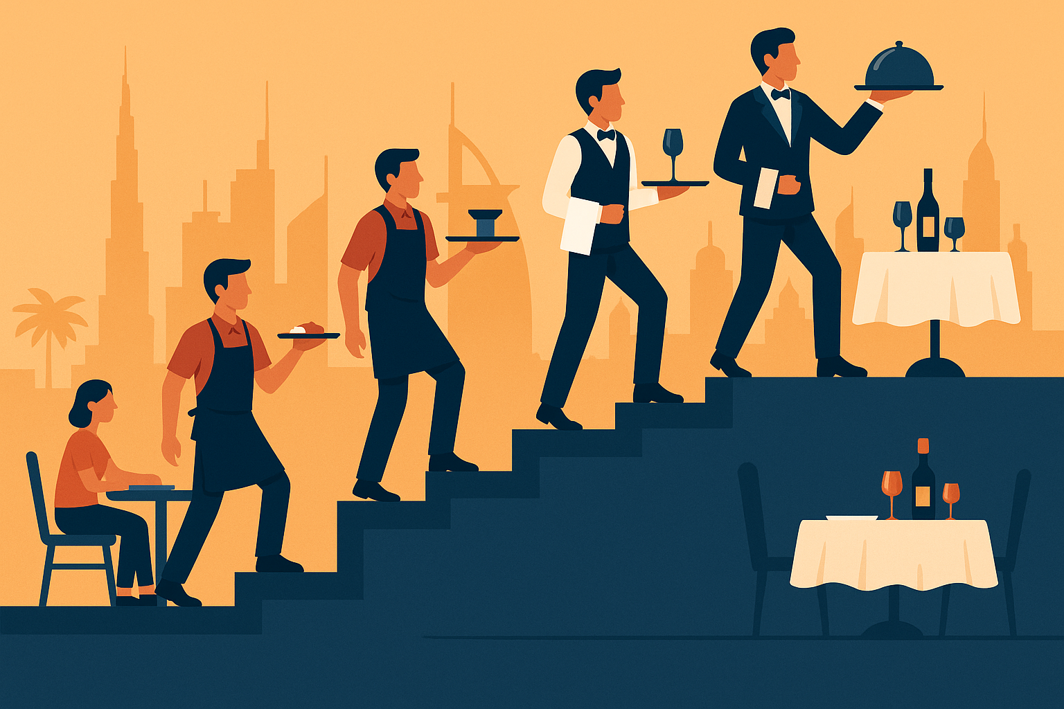 Professional waiter with educational credentials in Dubai
