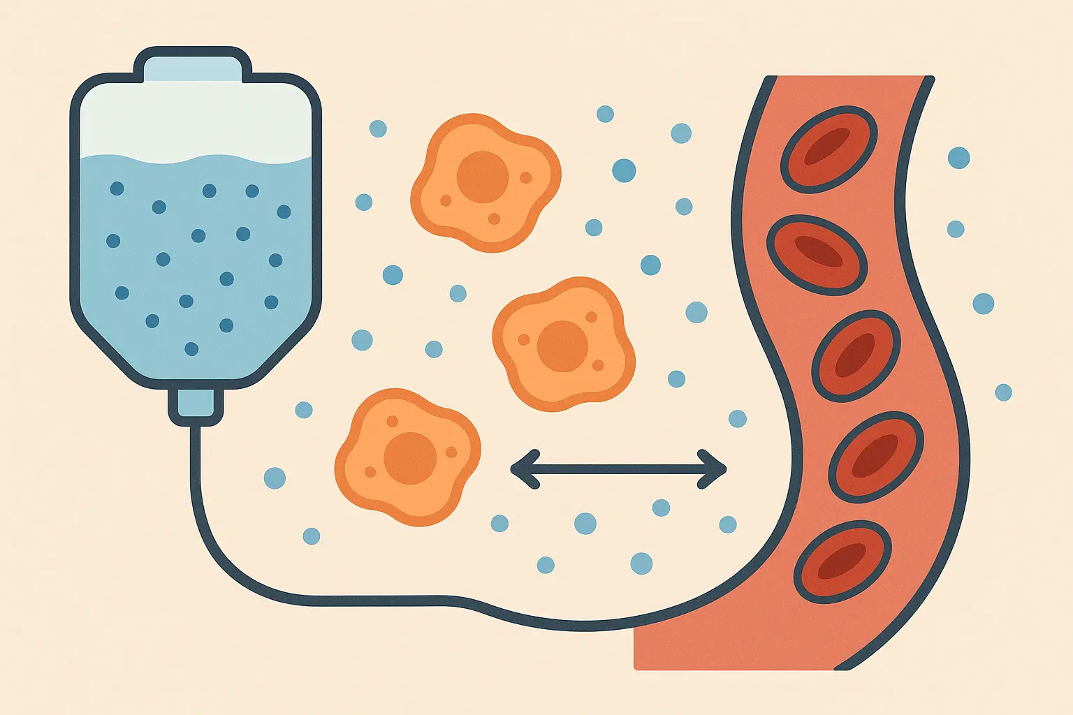 Saline IV solution and cellular mechanisms