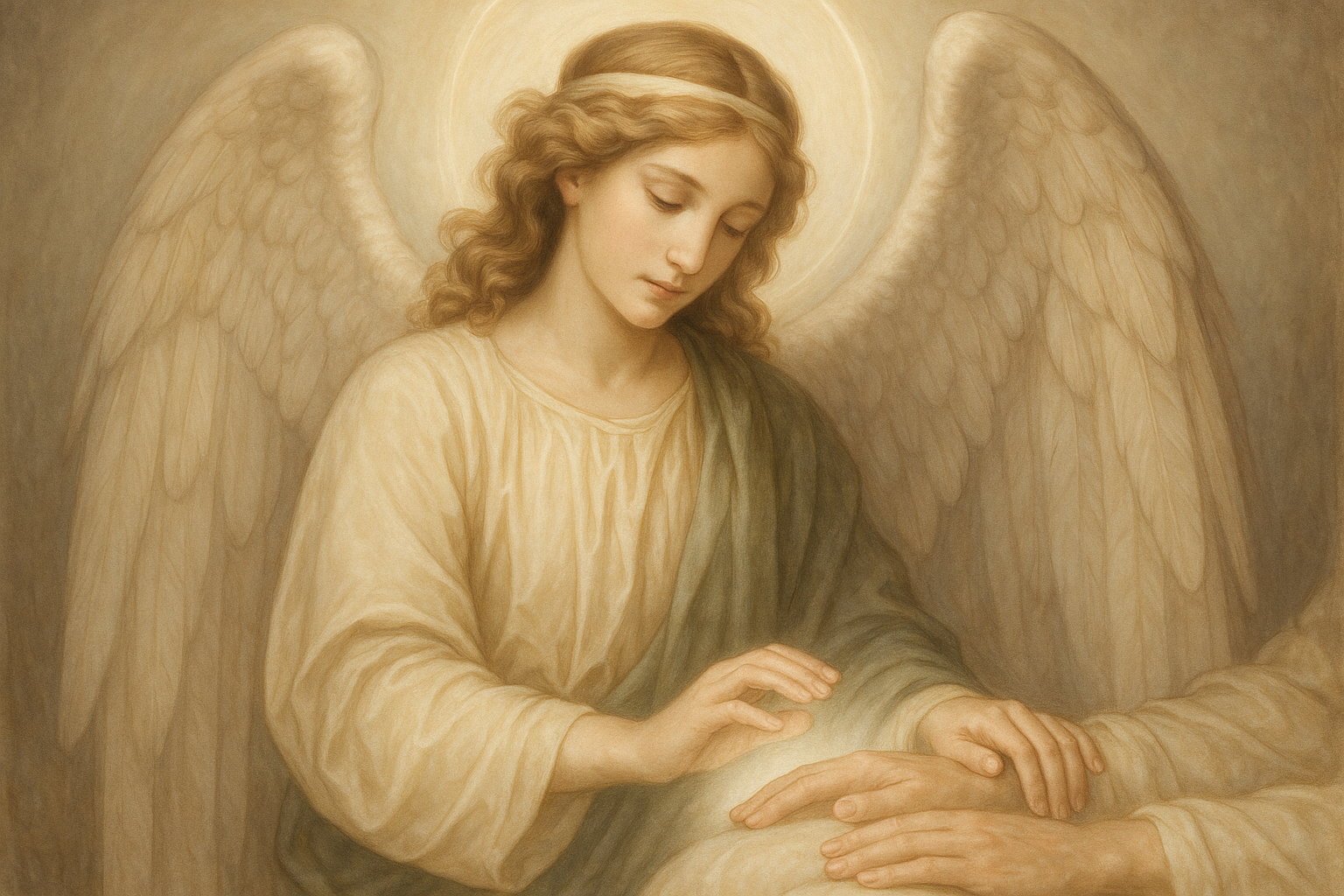 Archangel Raphael healing hands feminine tattoo