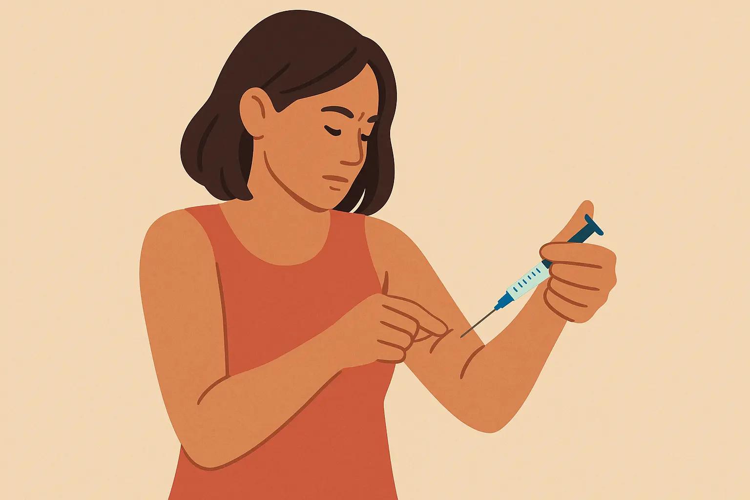 Self-injection hand positioning