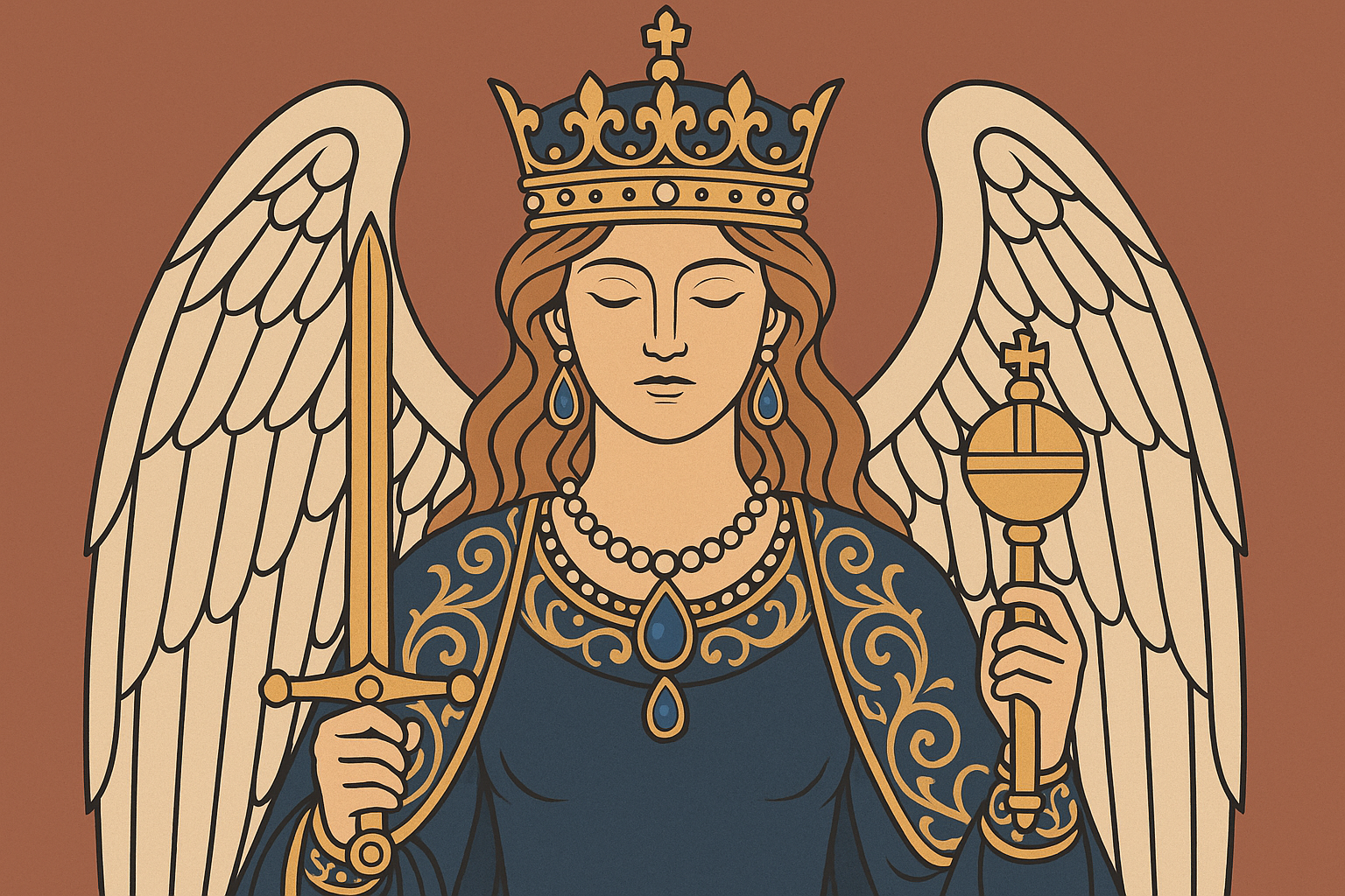 Valkyrie crown and regalia tattoo design