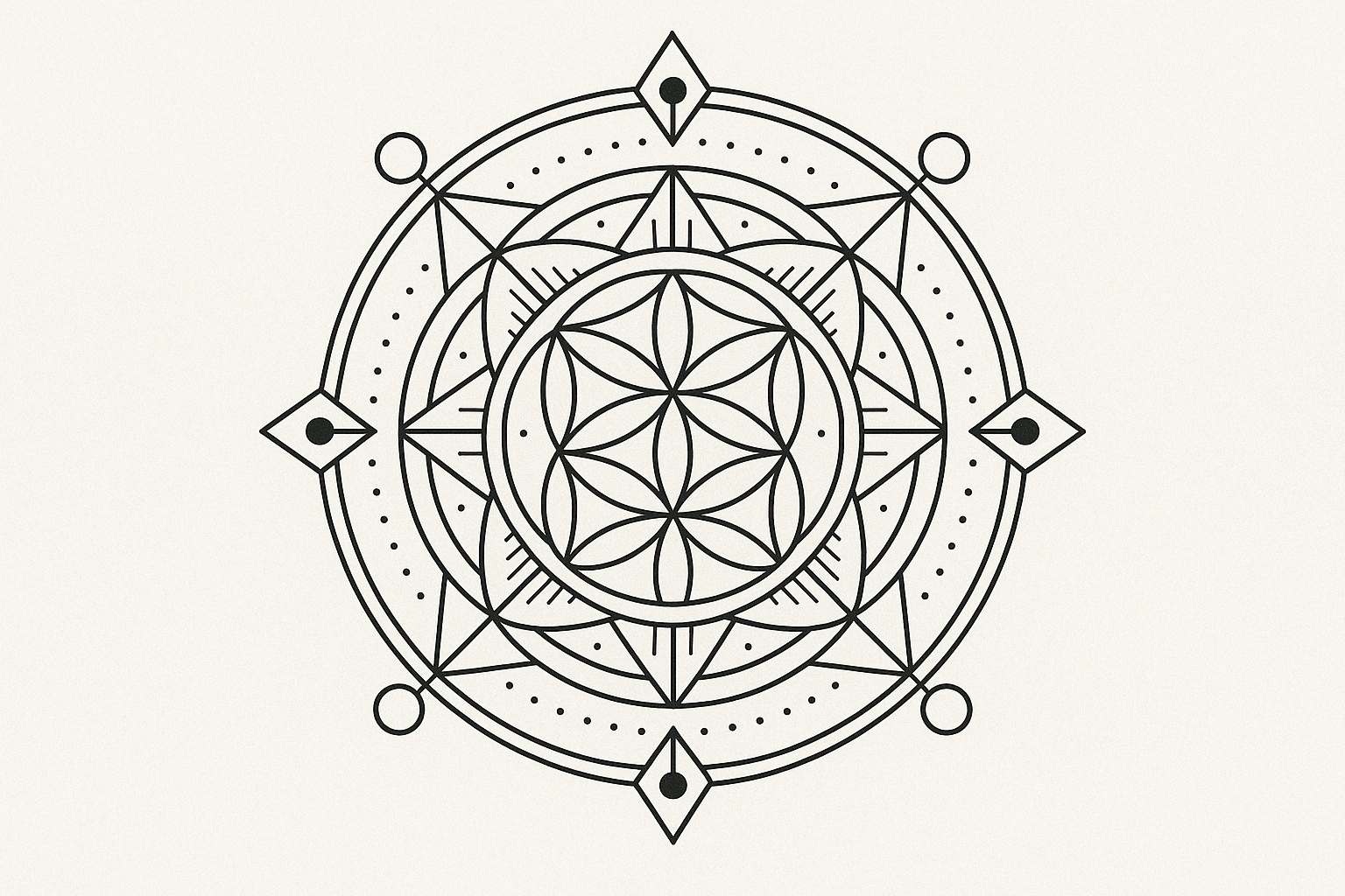 Sacred geometry mandala black tattoo design