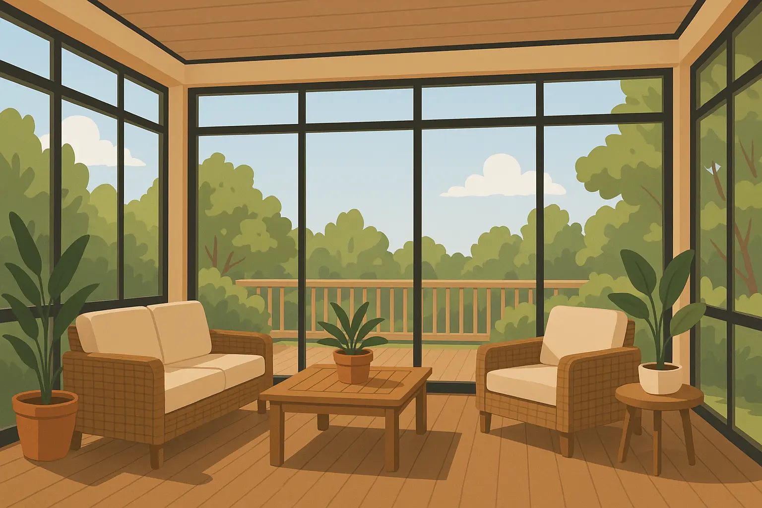 Enclosed sunroom deck design