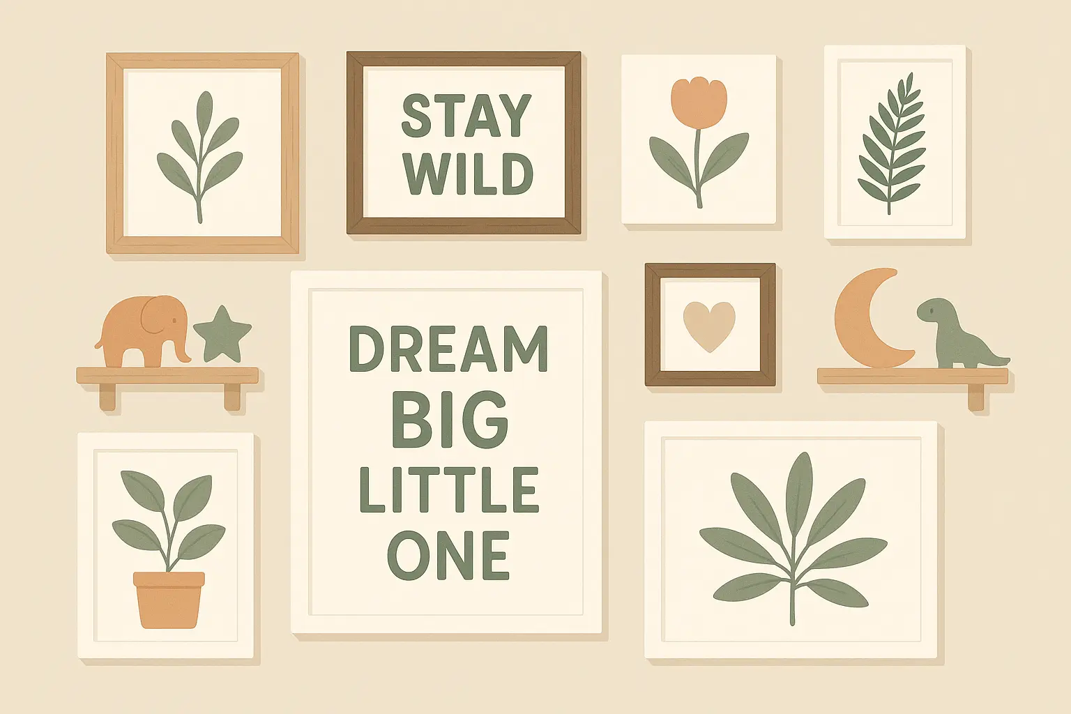 Gallery wall collection for baby girl nursery