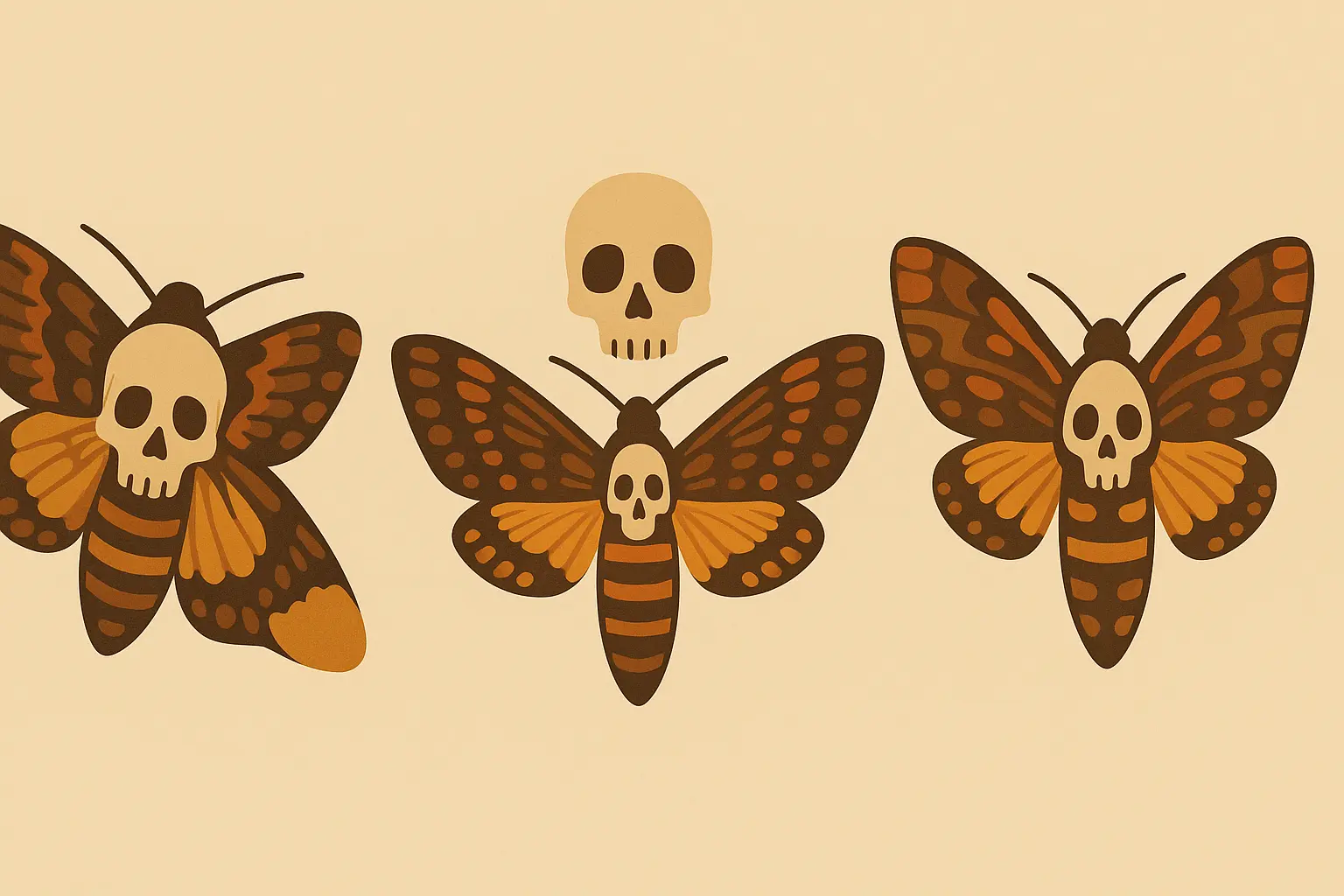 Skull moth tattoo artistic variations