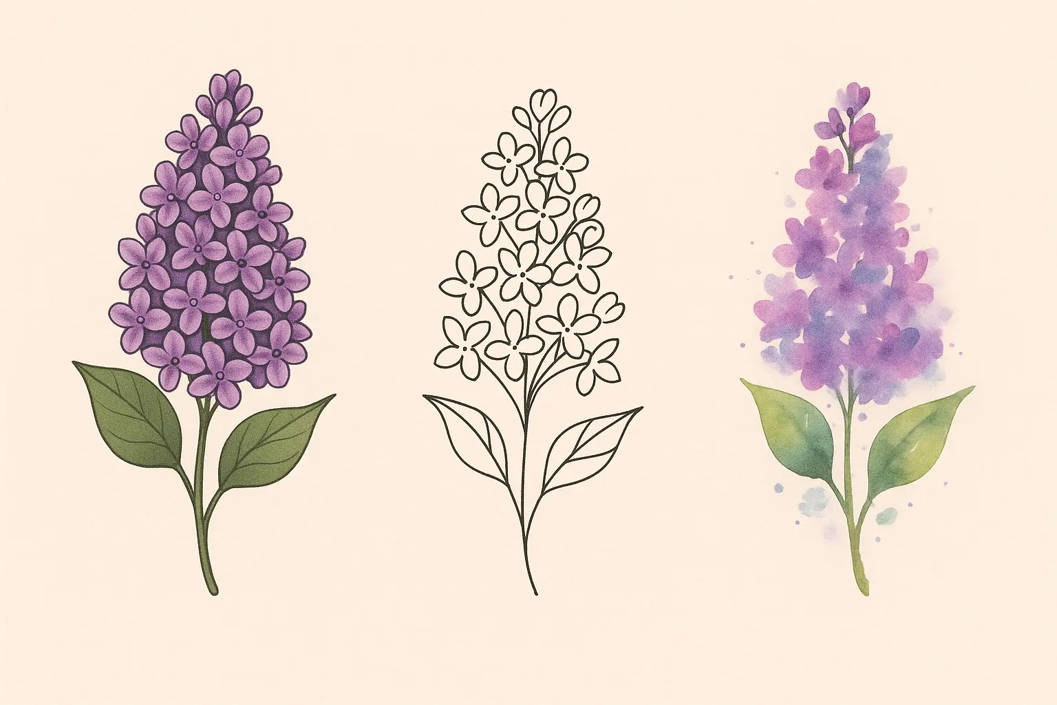 Various lilac tattoo color options and styles