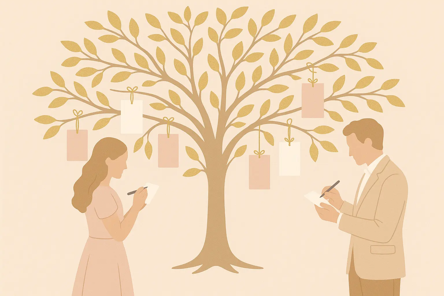 Wedding wishes tree decoration setup