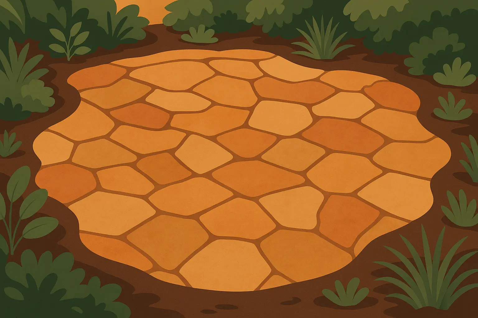 Random pattern sandstone patio