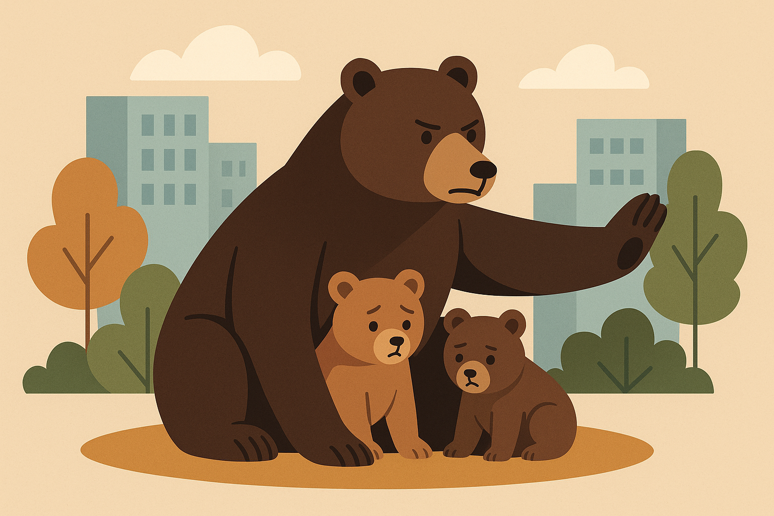 Modern parental protection bear tattoo design
