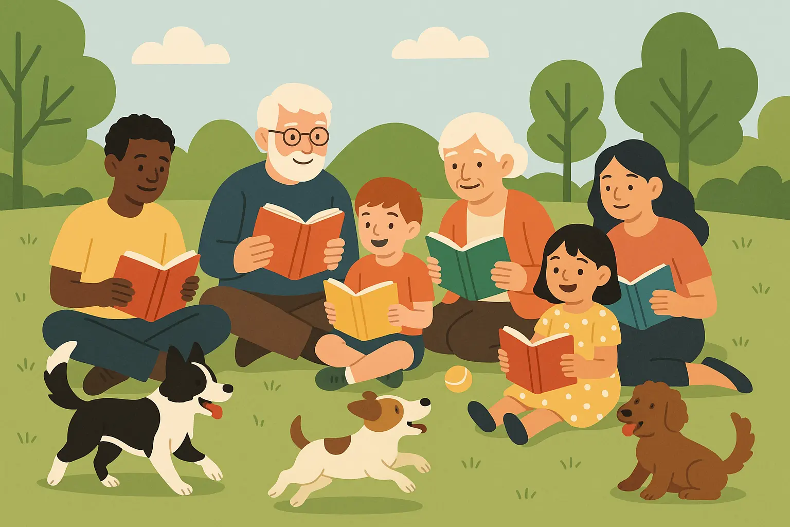 Person and dog sitting together at sunset