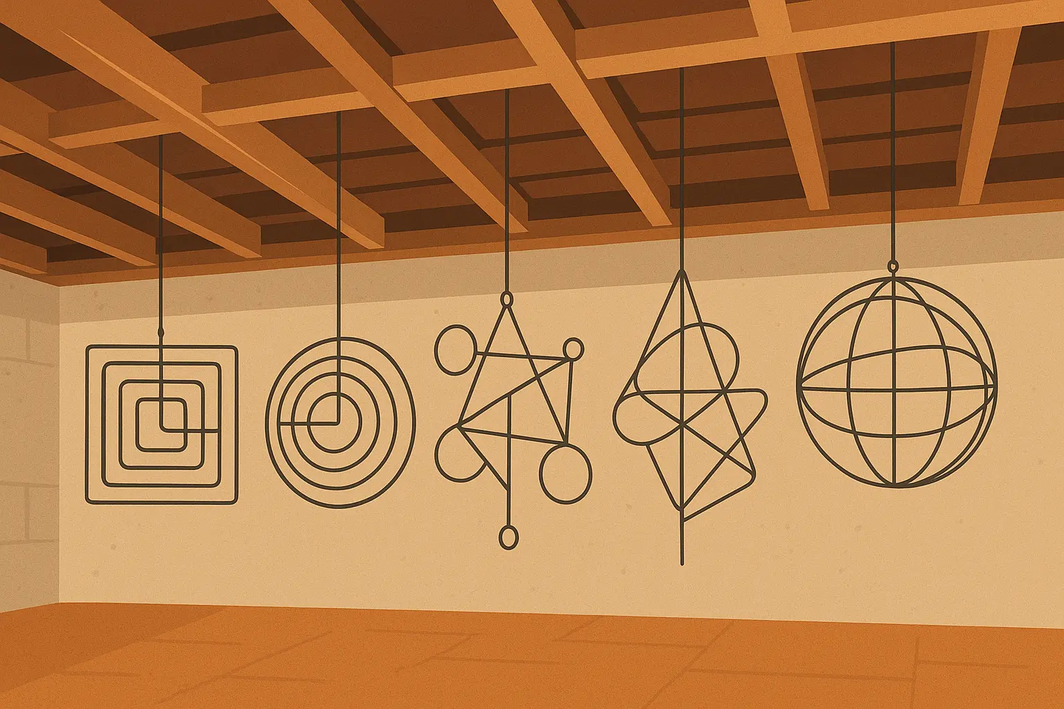 Artistic wire sculpture ceiling