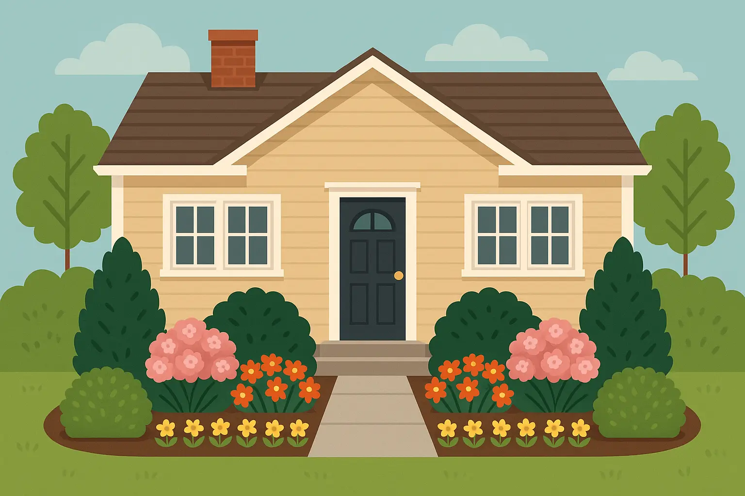 Foundation plantings around home