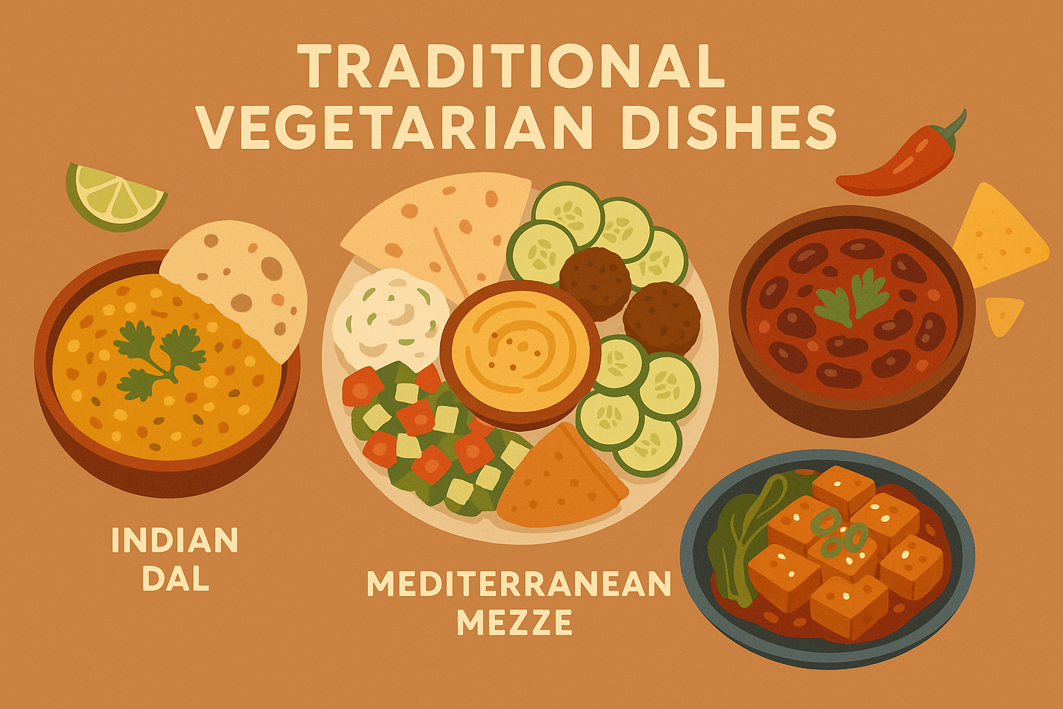 Cultural vegetarian dishes from around the world