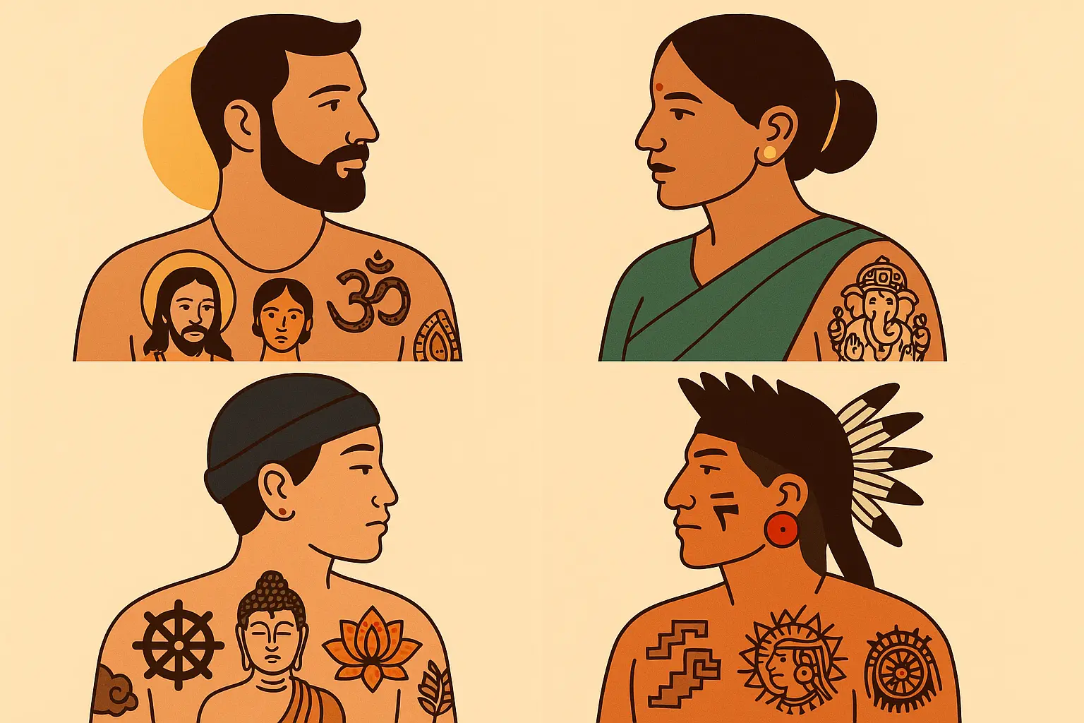 Cultural and religious portrait tattoos