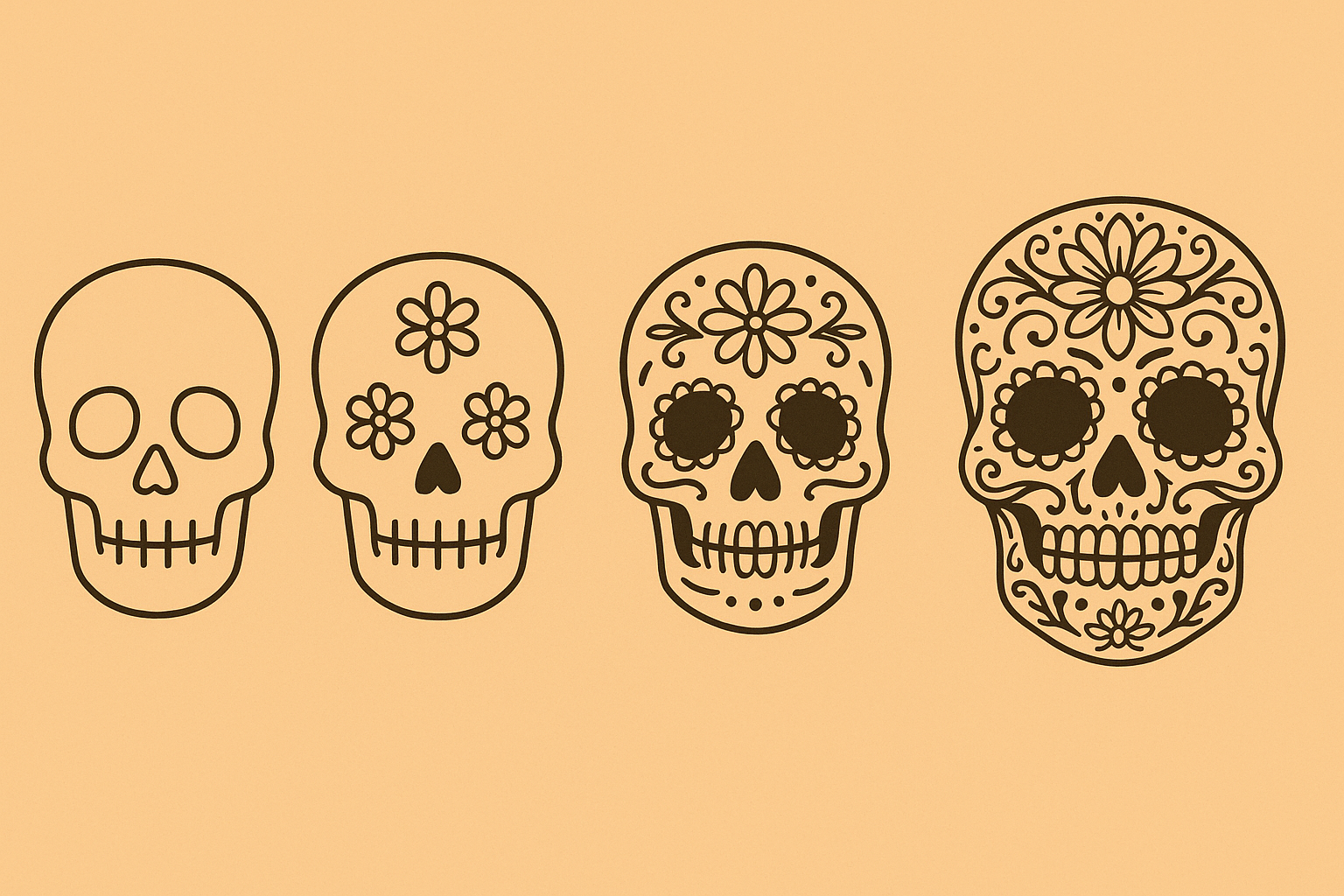 Detailed sugar skull tattoo with intricate patterns