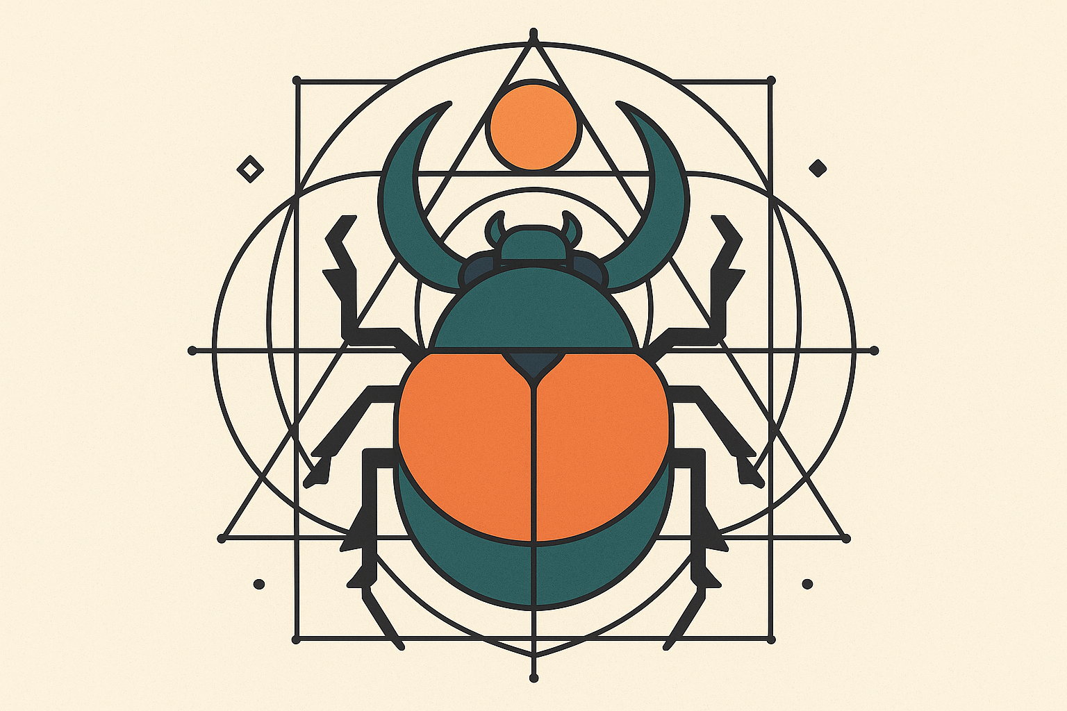 Geometric beetle tattoo with mathematical patterns