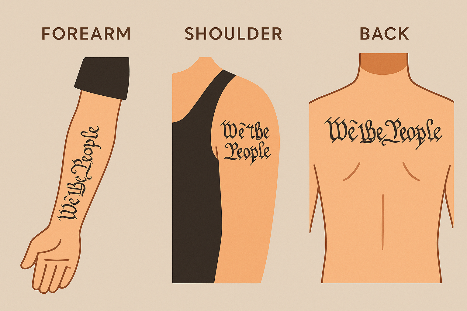 Placement and professional considerations for We the People tattoos