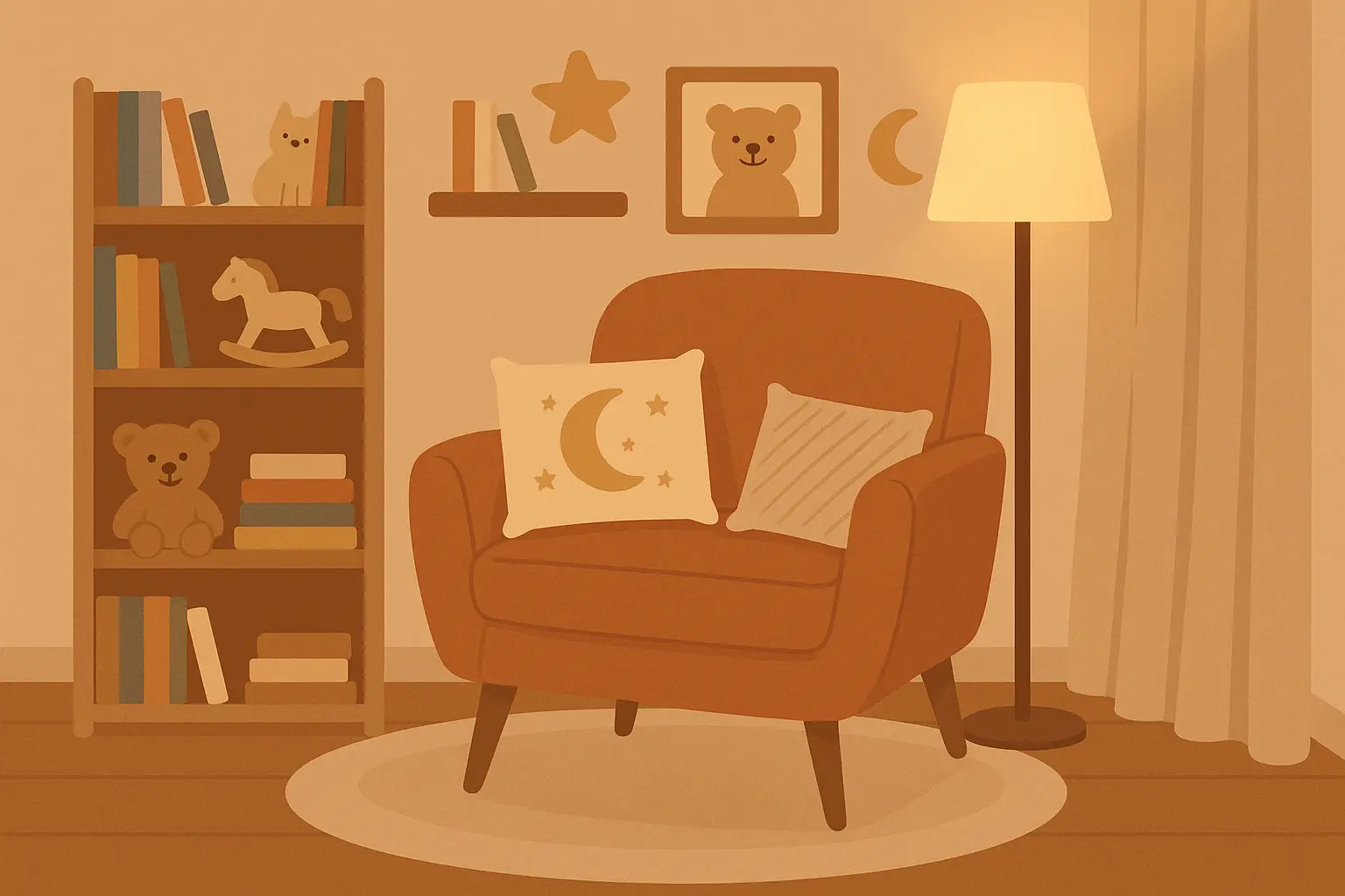 Cozy reading nook for baby girl nursery