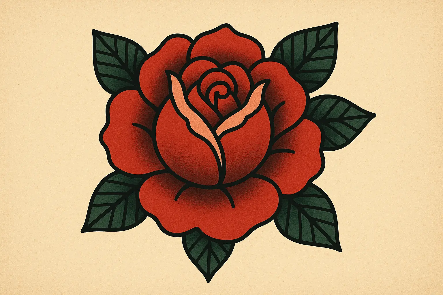 Traditional American rose hand tattoo