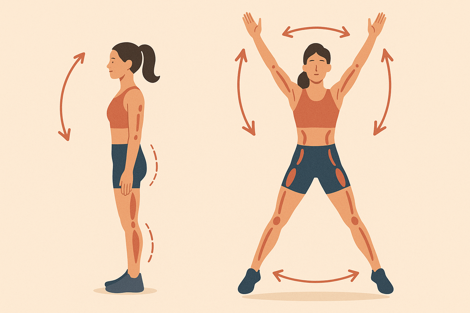 Proper jumping jack form checklist visualization