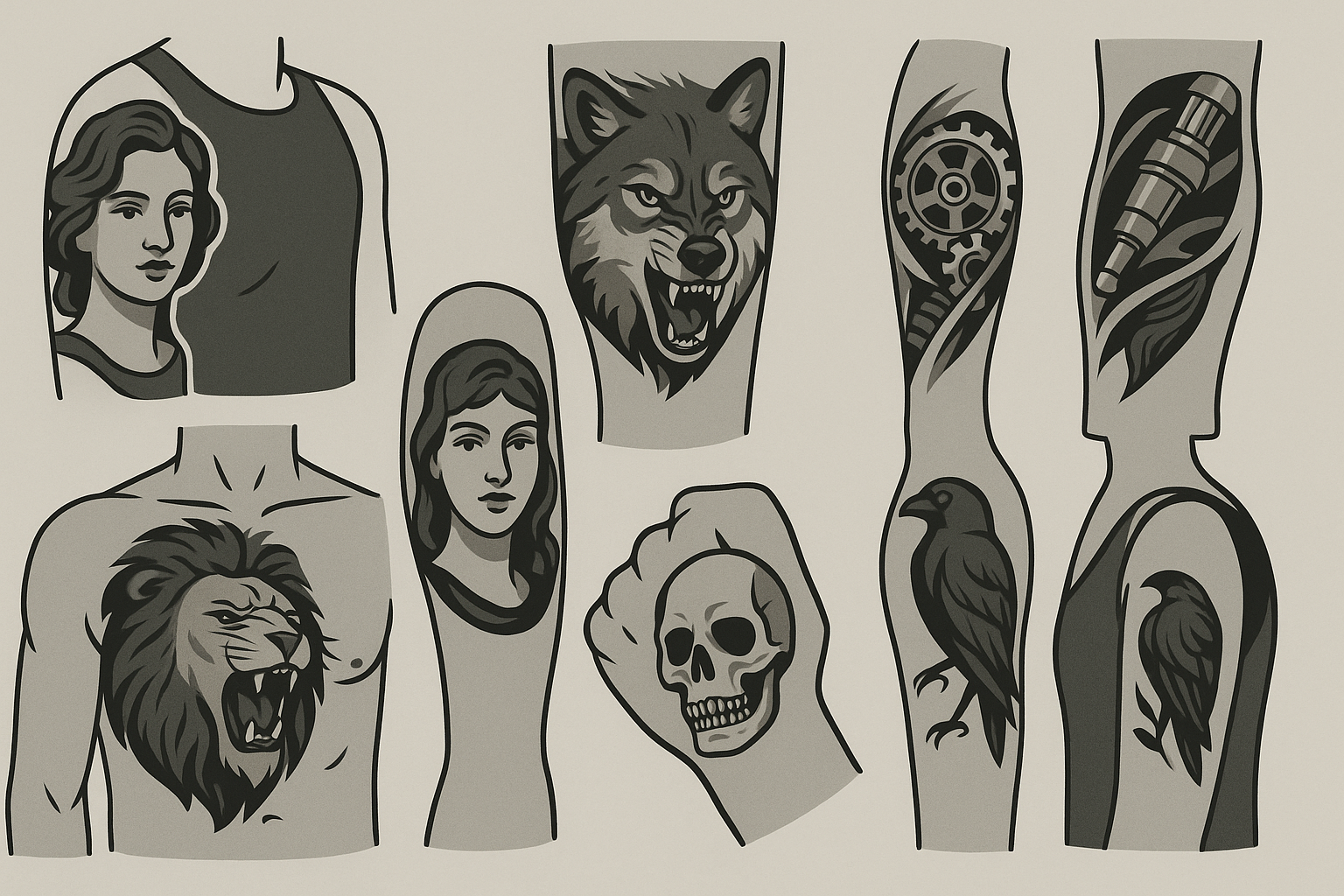 Black and grey realism tattoo showcase
