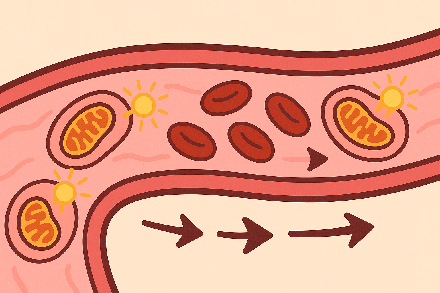Blood flow to feet cellular energy connection