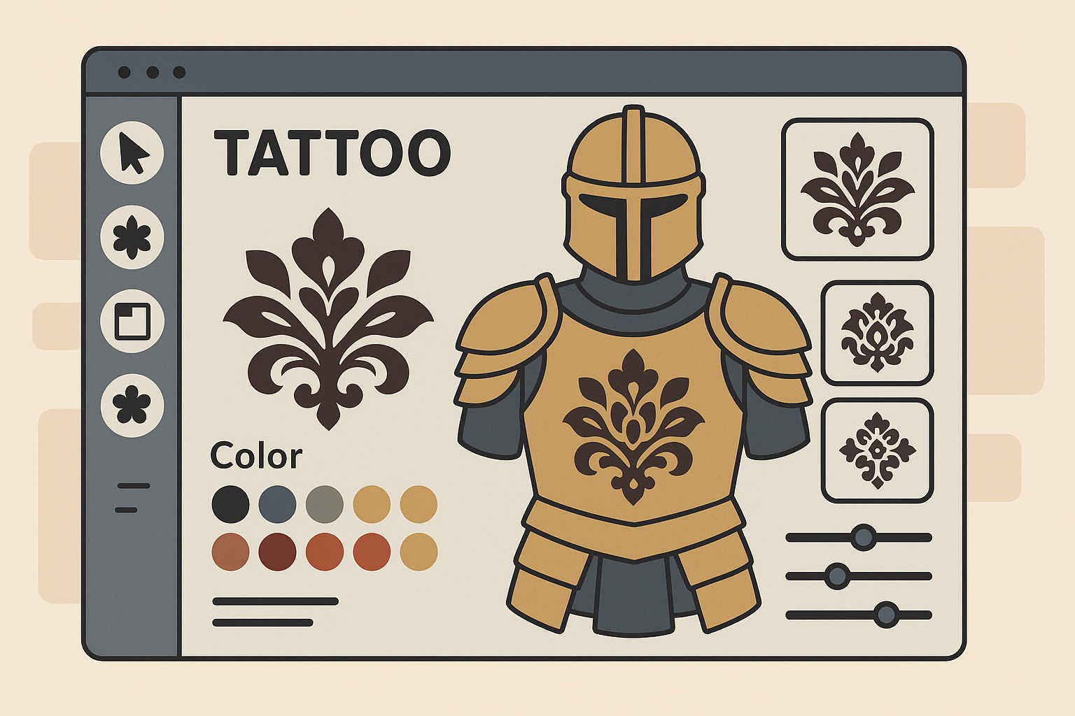 Tattoo Generator IQ armor design interface