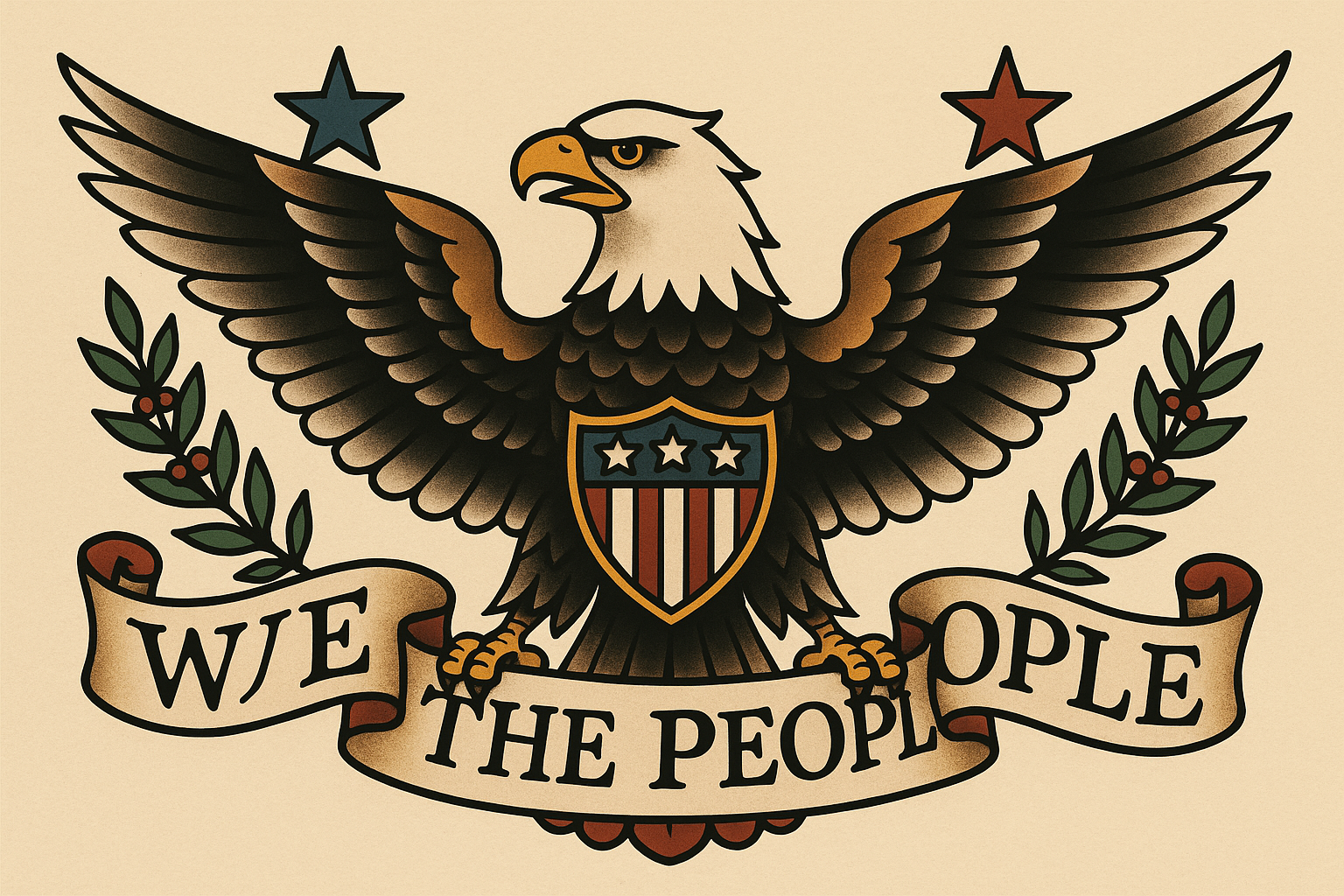 Eagle and Constitution combination tattoo design