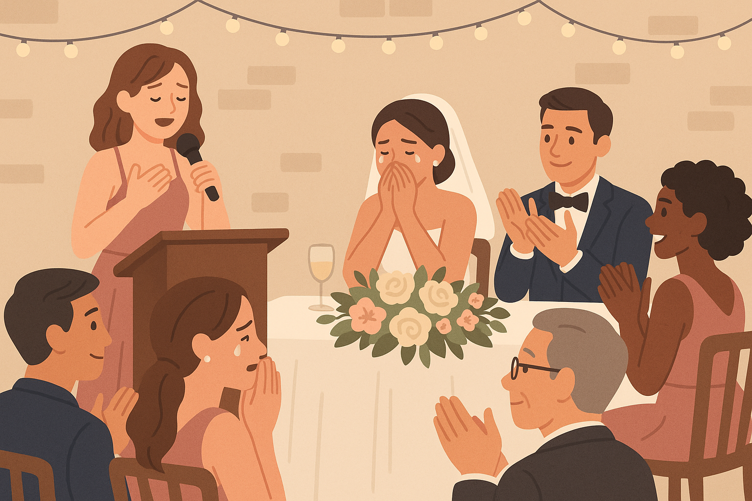 Emotional maid of honor speech moment
