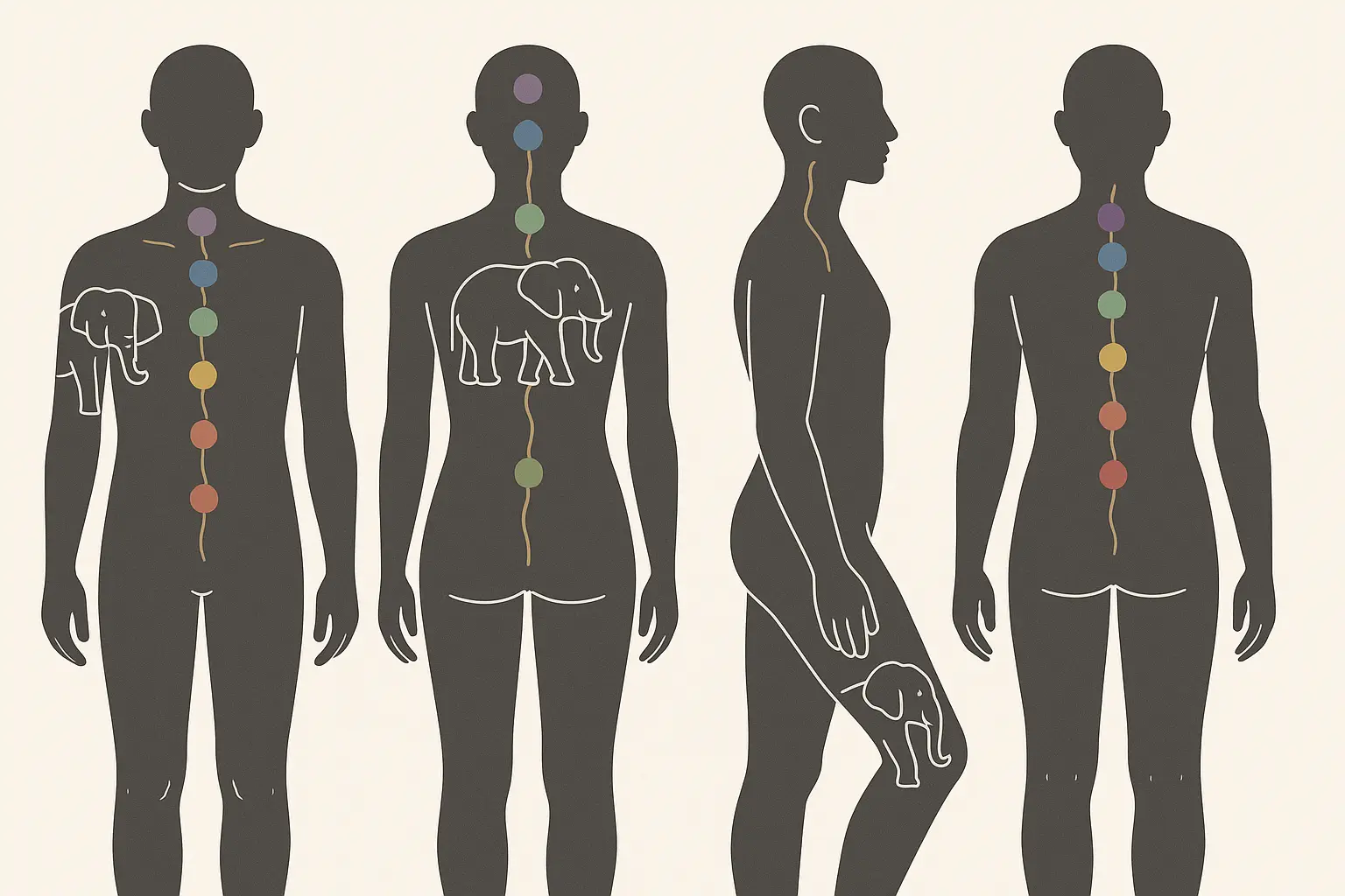 Elephant tattoo placement and body energy mapping