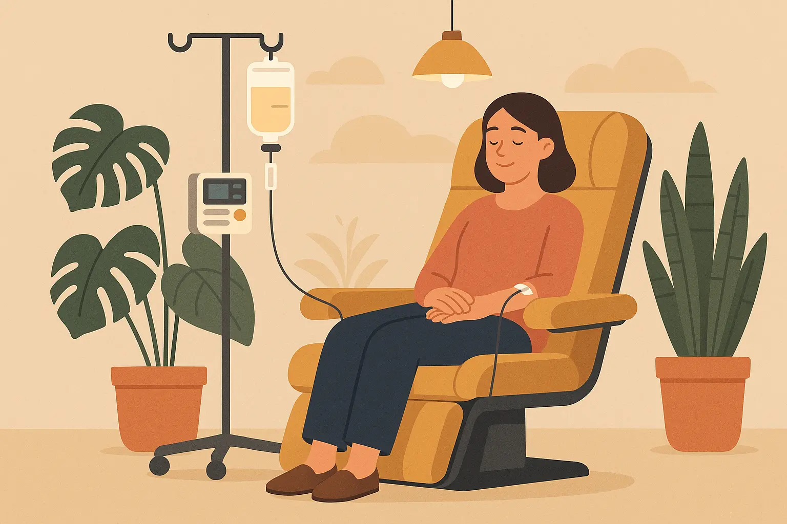 Patient receiving rheumatoid arthritis infusion therapy