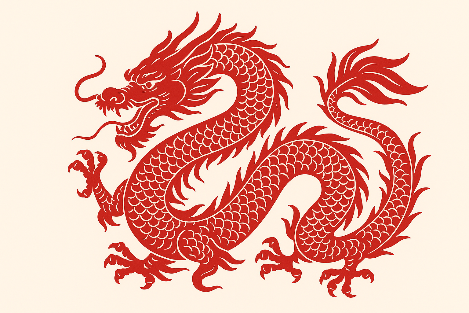 Traditional red Chinese dragon tattoo