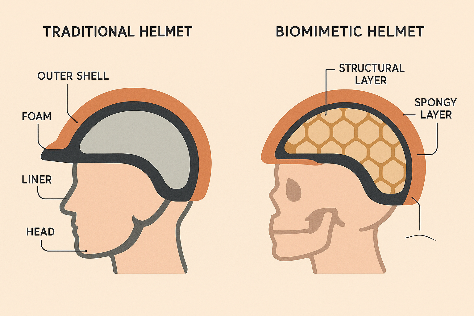 Biomimetic helmet design inspired by natural structures