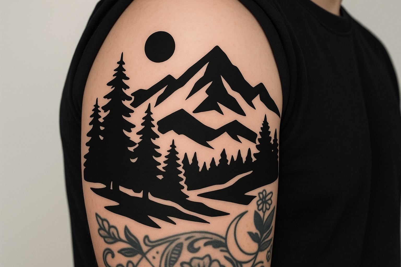 Nature-inspired blast over tattoo designs