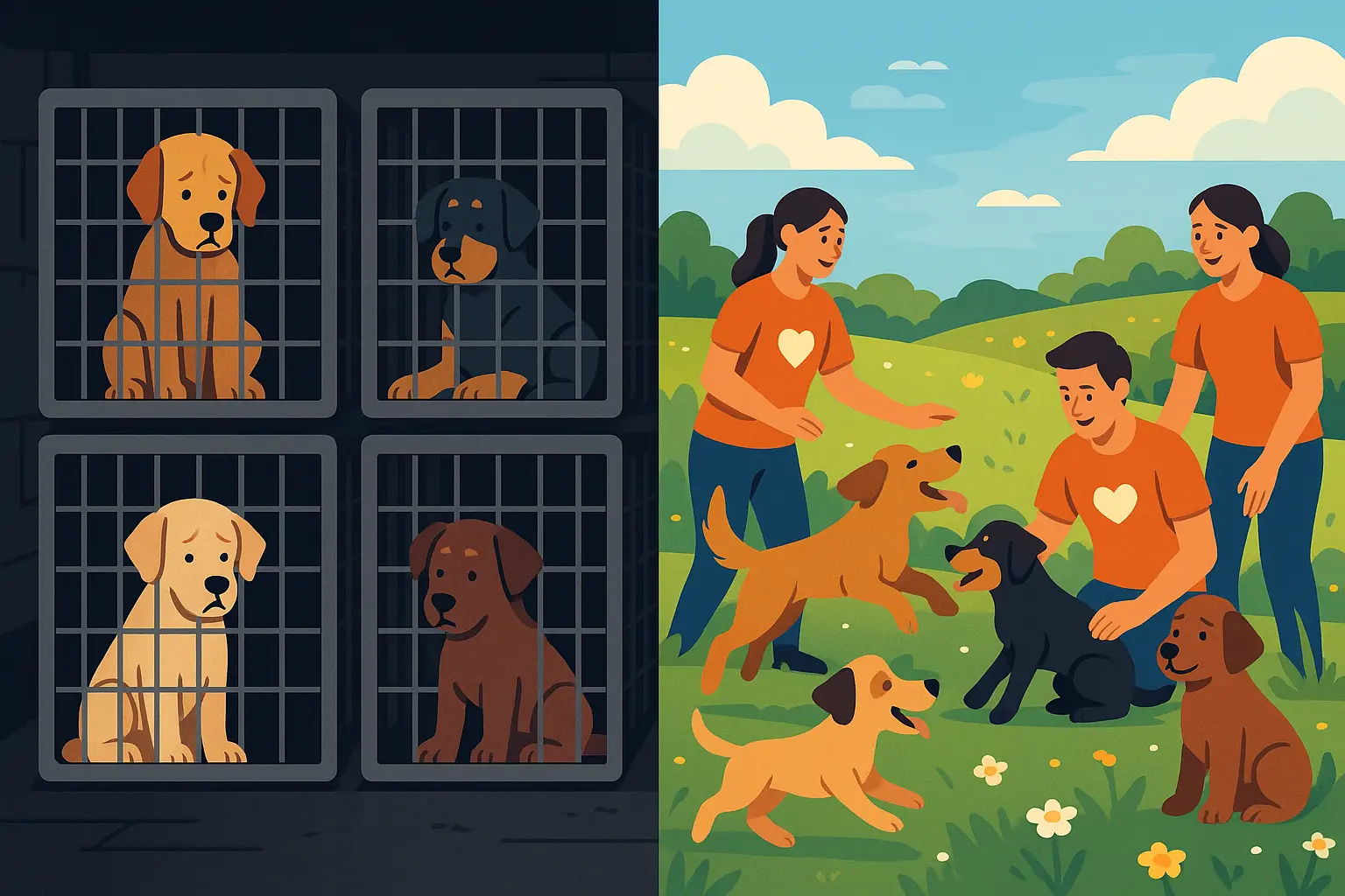 Rescued dogs from puppy mill receiving veterinary care