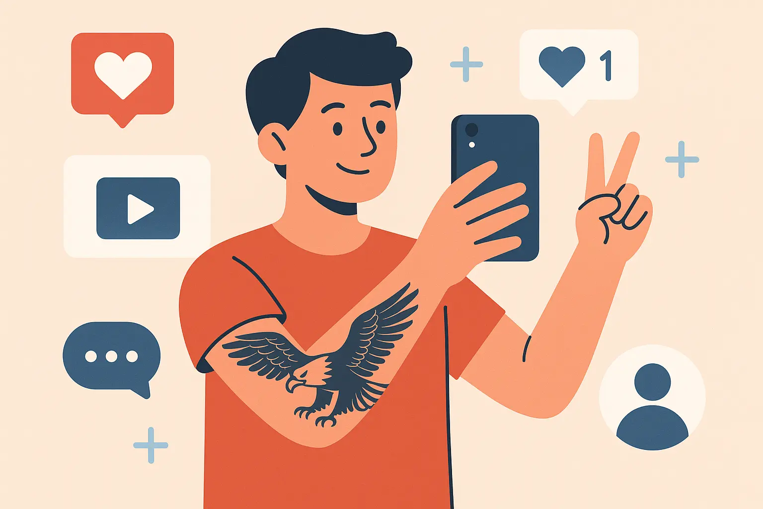 Eagle tattoo in social media style photography
