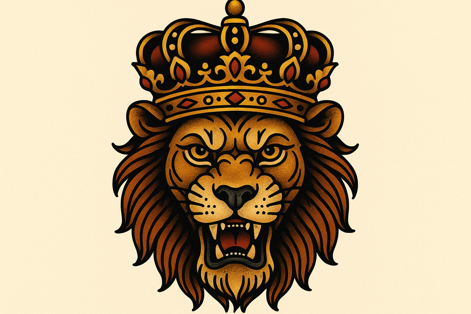 Lion crown tattoo design