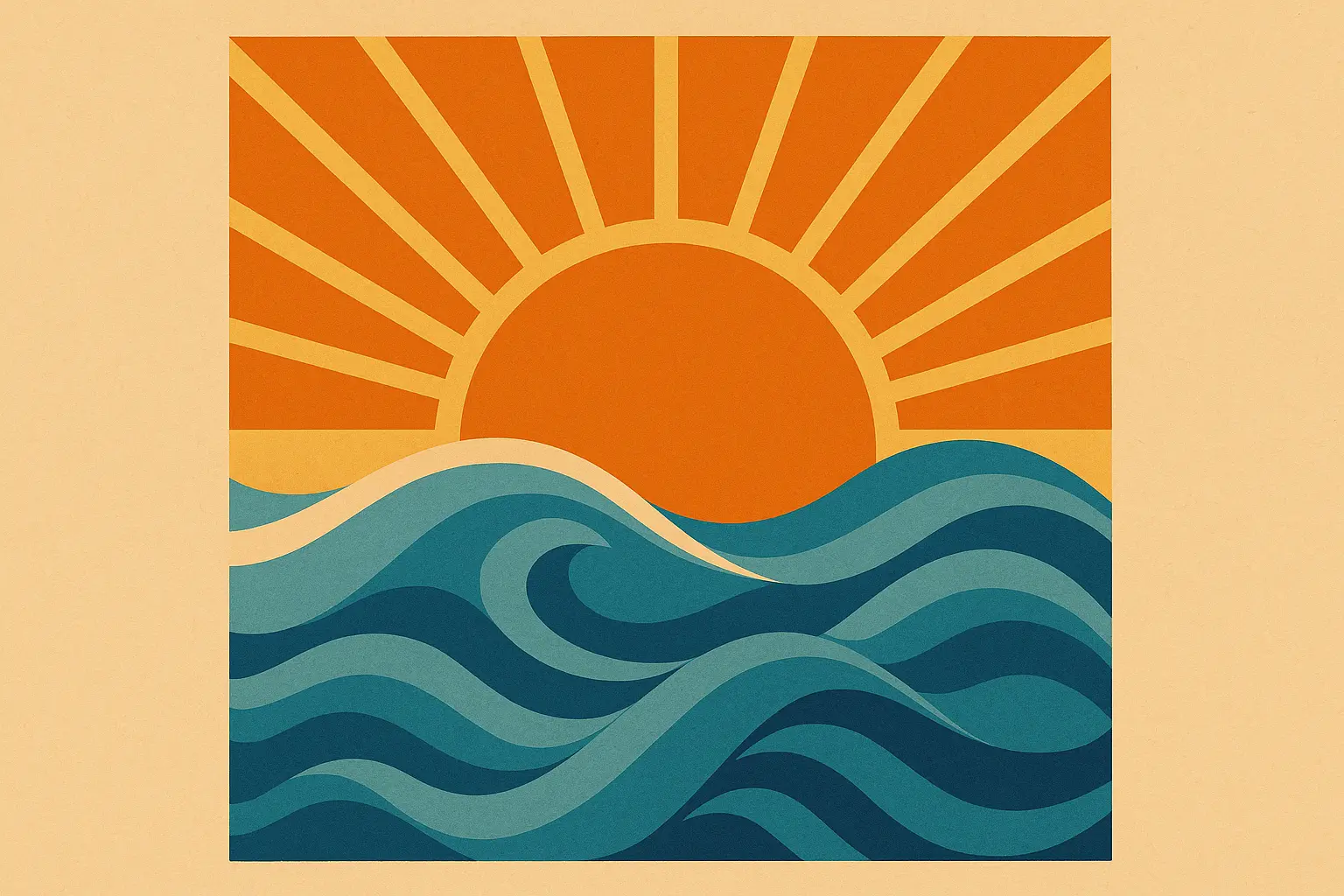 Sun and wave tattoo symbolic harmony