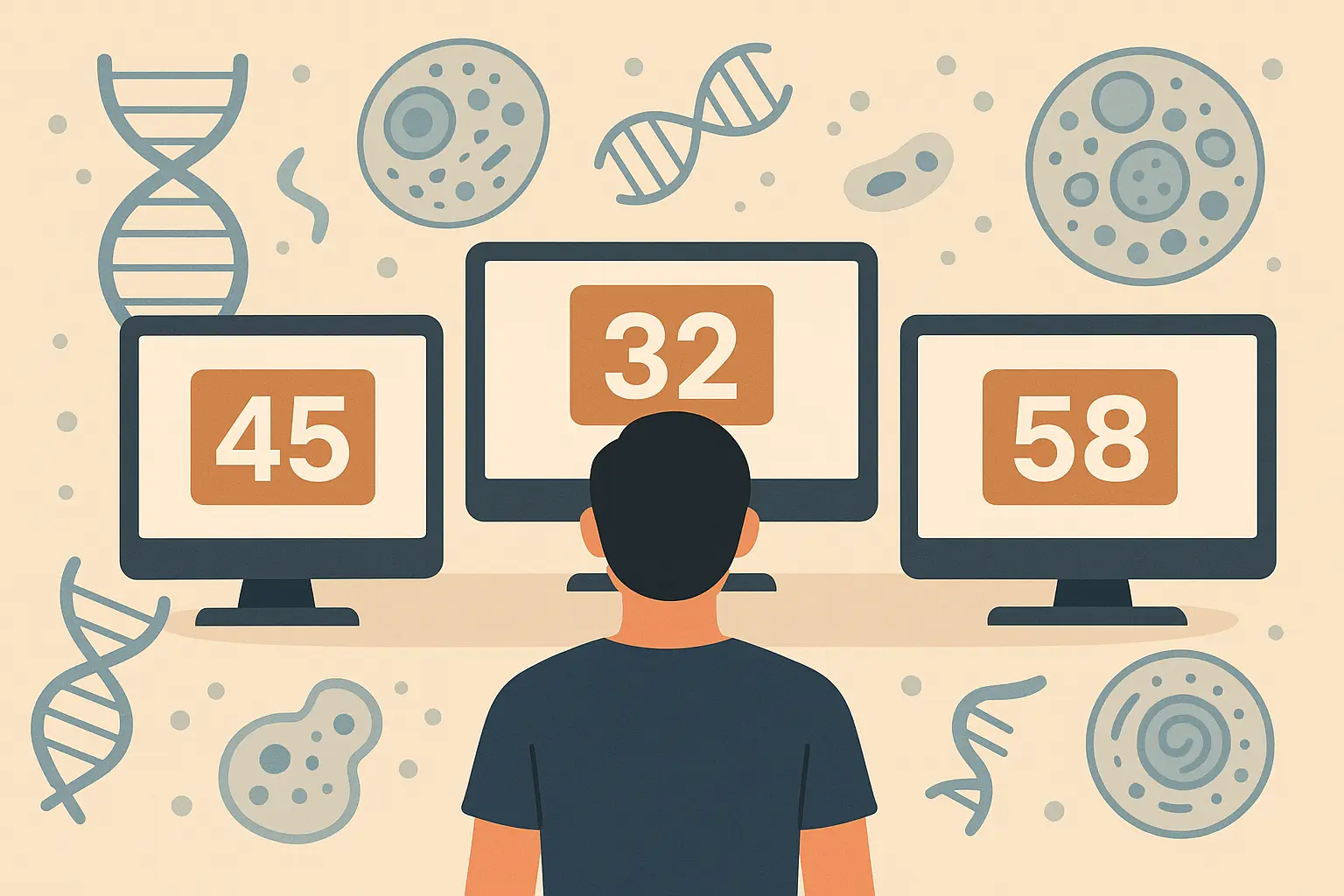 Biological age calculator interface showing complex biomarker analysis