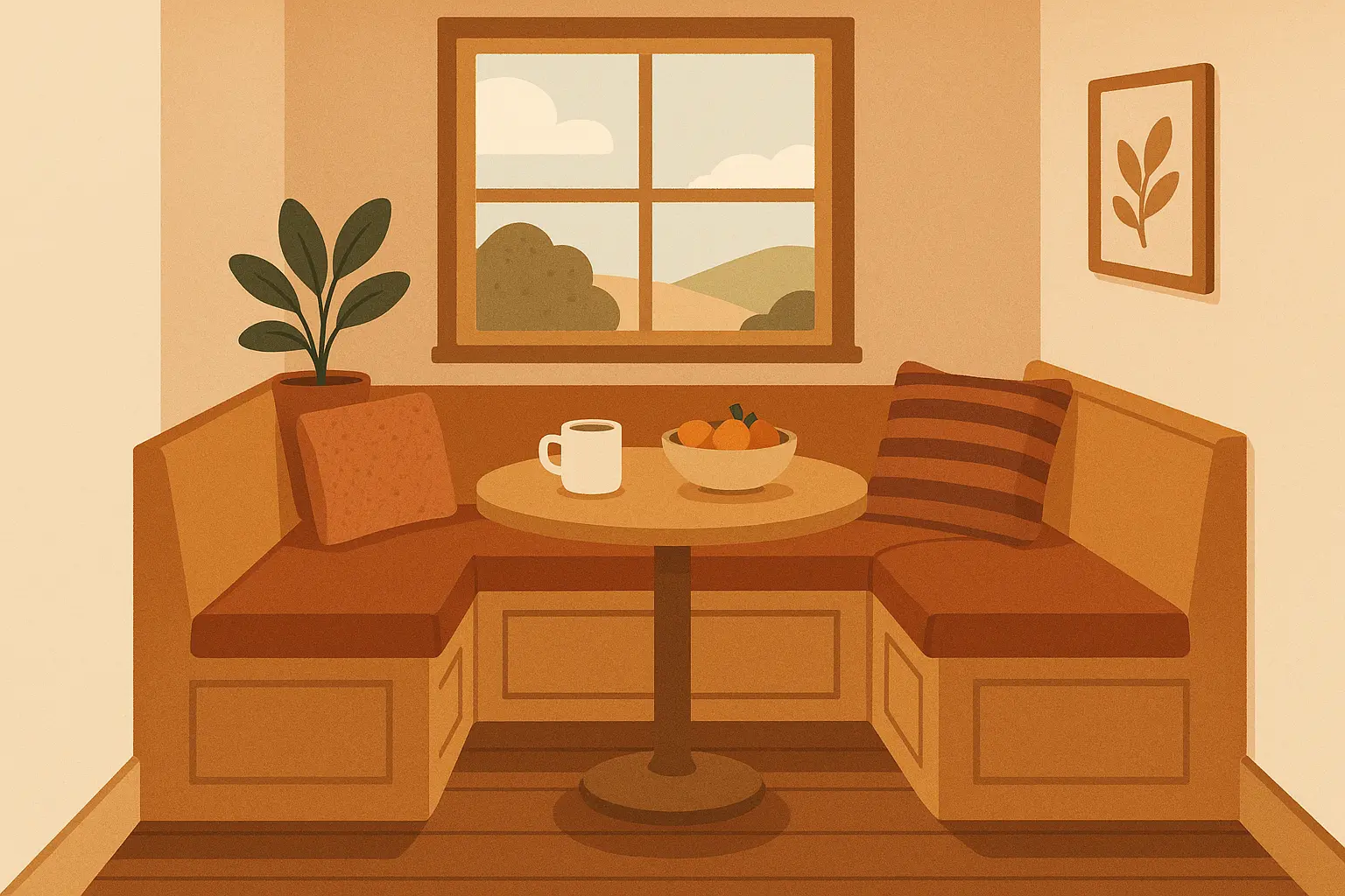 Corner breakfast nook bar with built-in seating