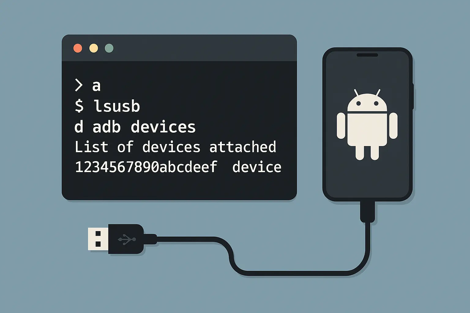 ADB command line interface on computer screen
