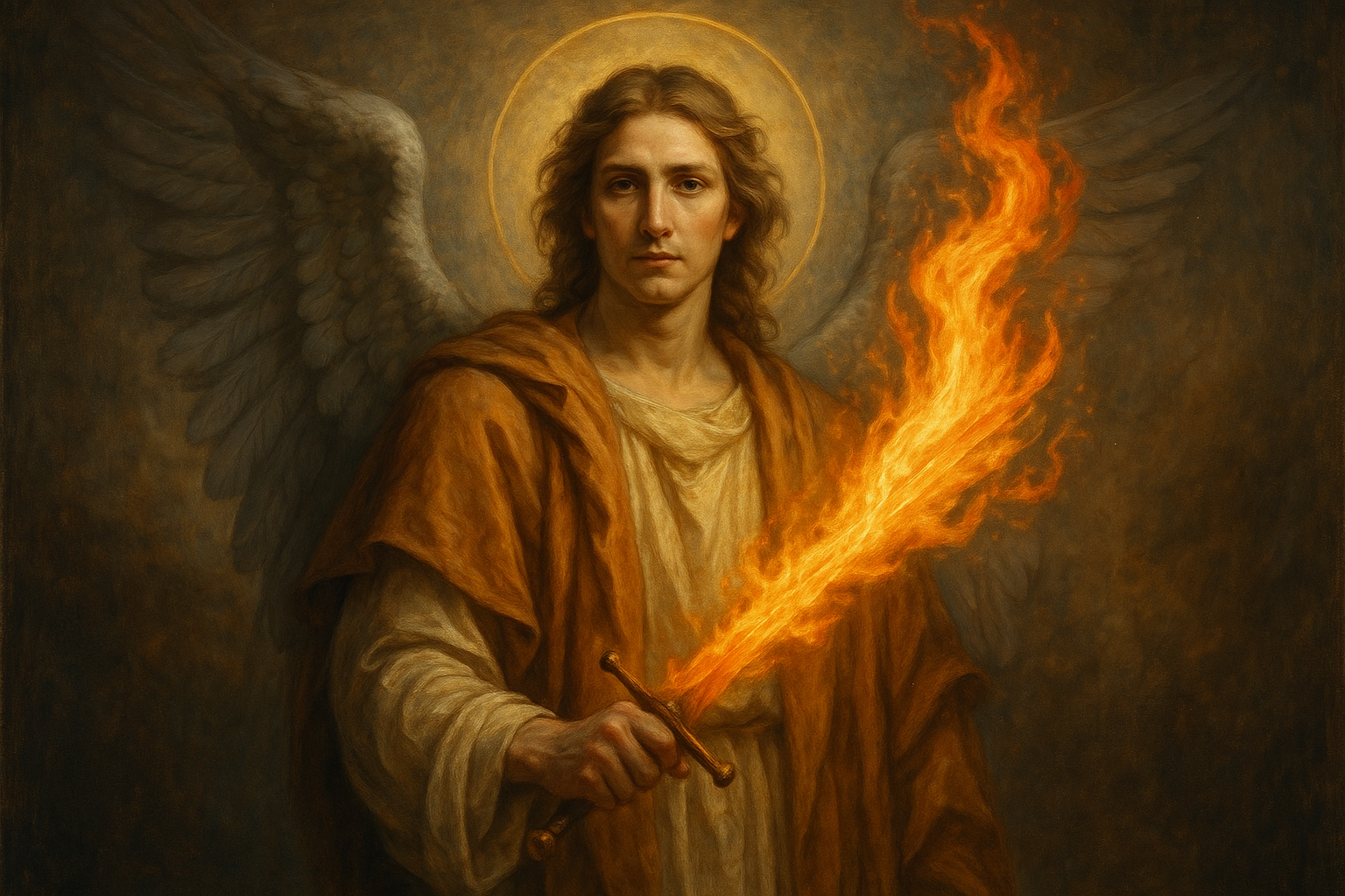 Archangel Uriel flaming sword tattoo