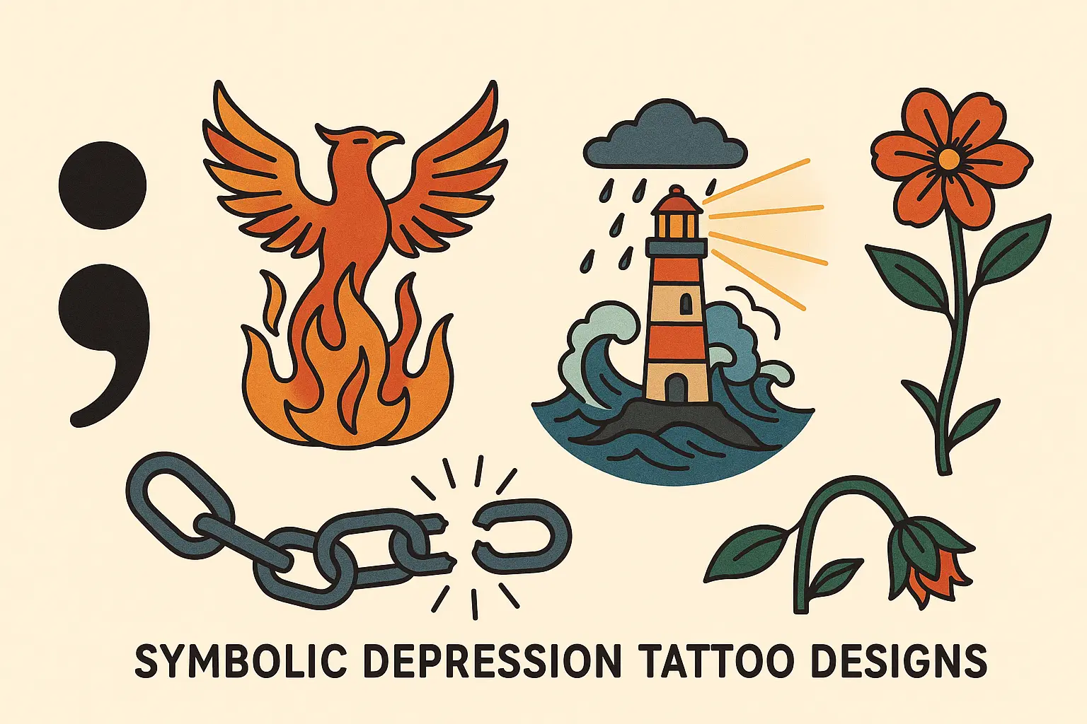 Symbolic depression tattoo designs