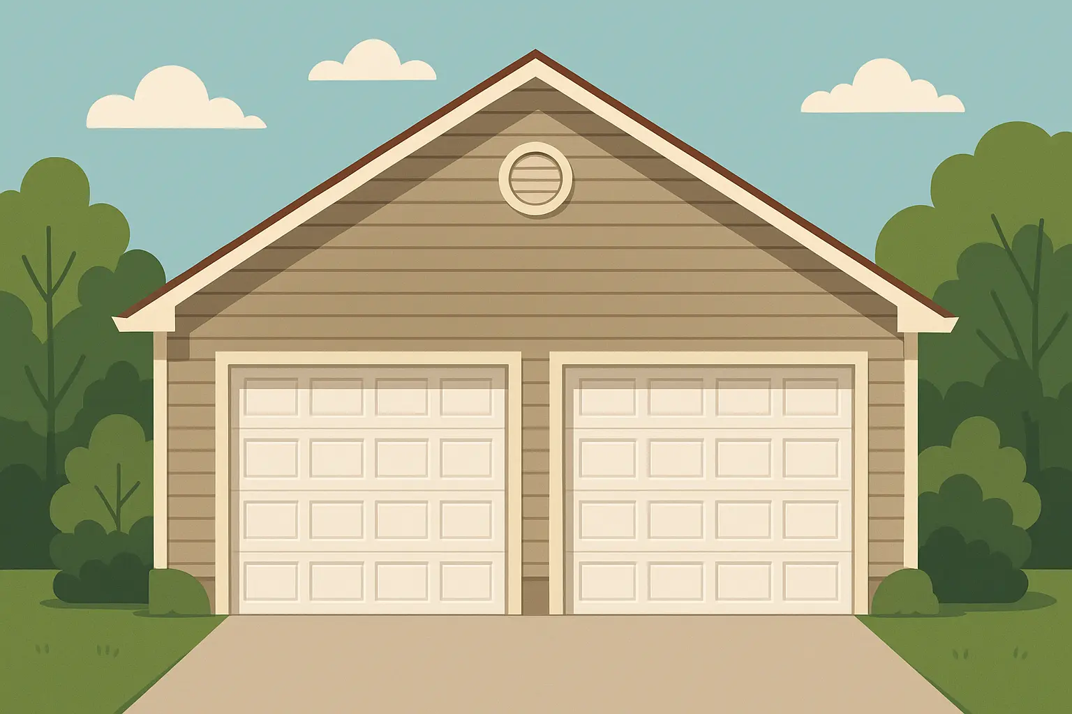 Traditional two-car detached garage with classic design