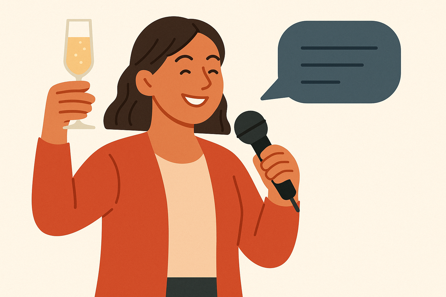 Mother giving brief but heartfelt toast at wedding reception