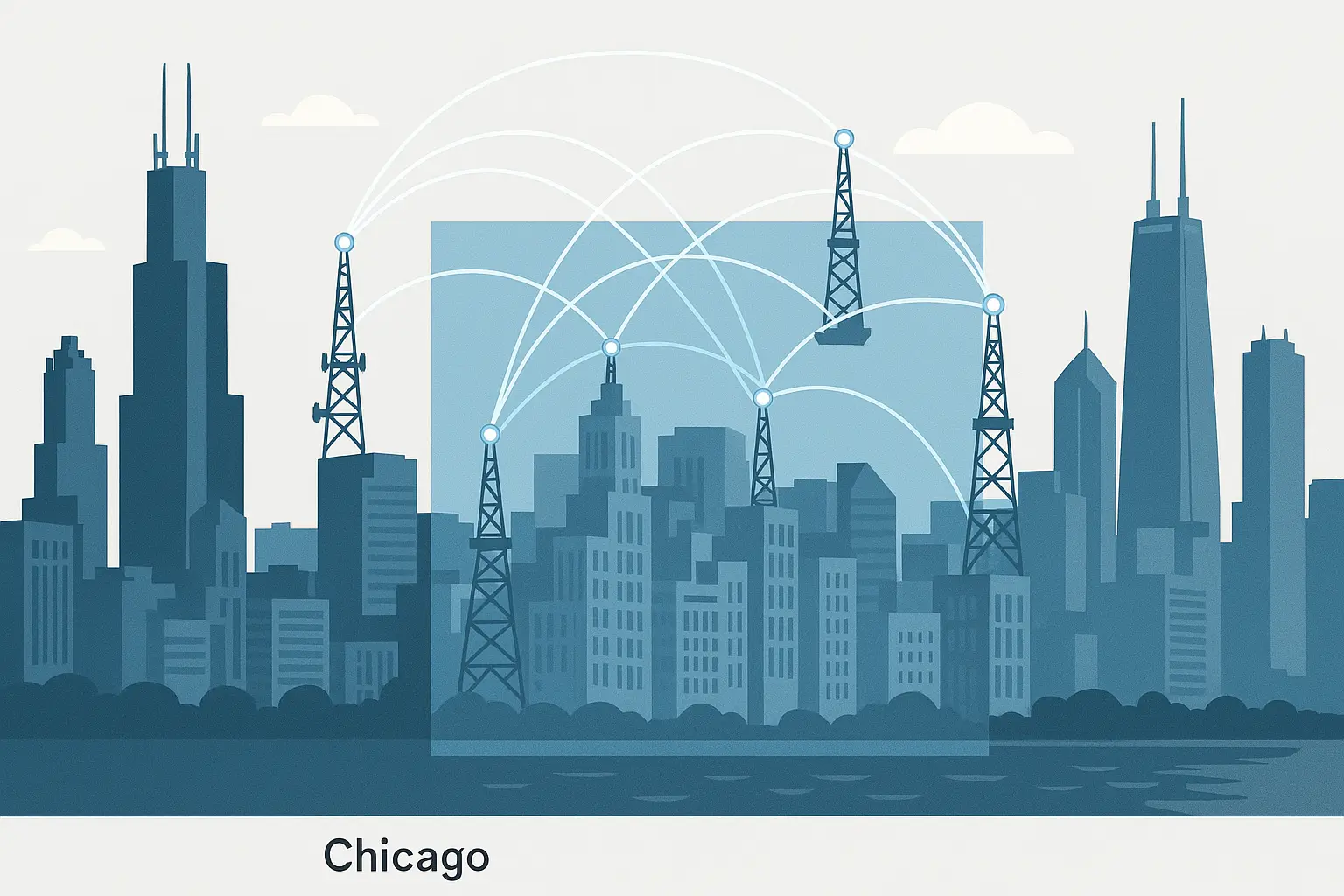 Chicago skyline with 312 area code overlay